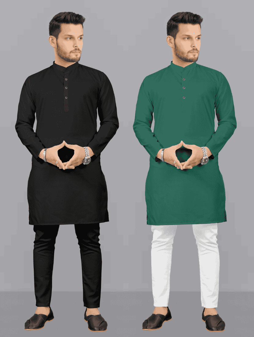 pack of 2 solid kurta pyjama sets
