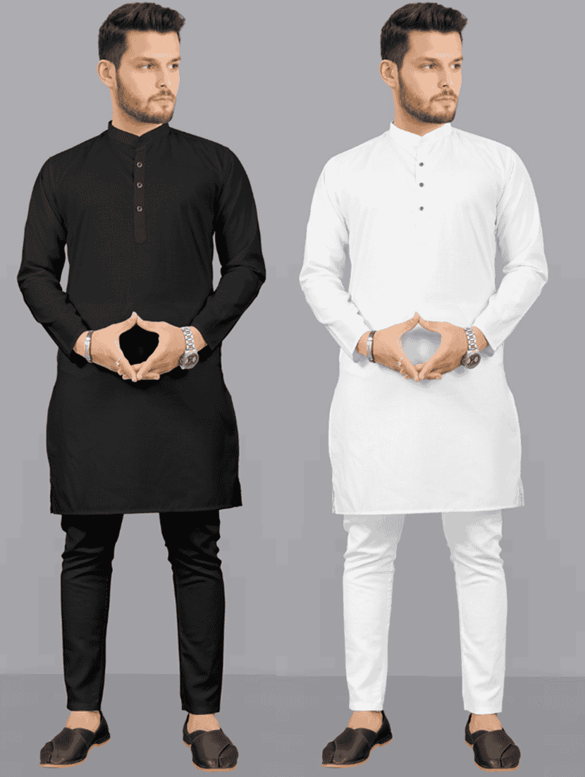 pack of 2 solid kurta pyjama sets