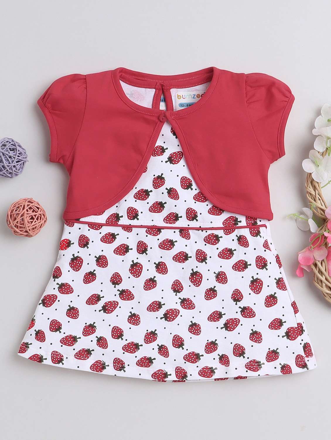 girls round neck cap sleeve frock