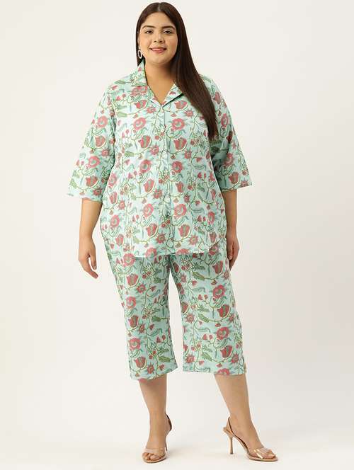 printed top and culottes plus size sets - 19893206 -  Standard Image - 0