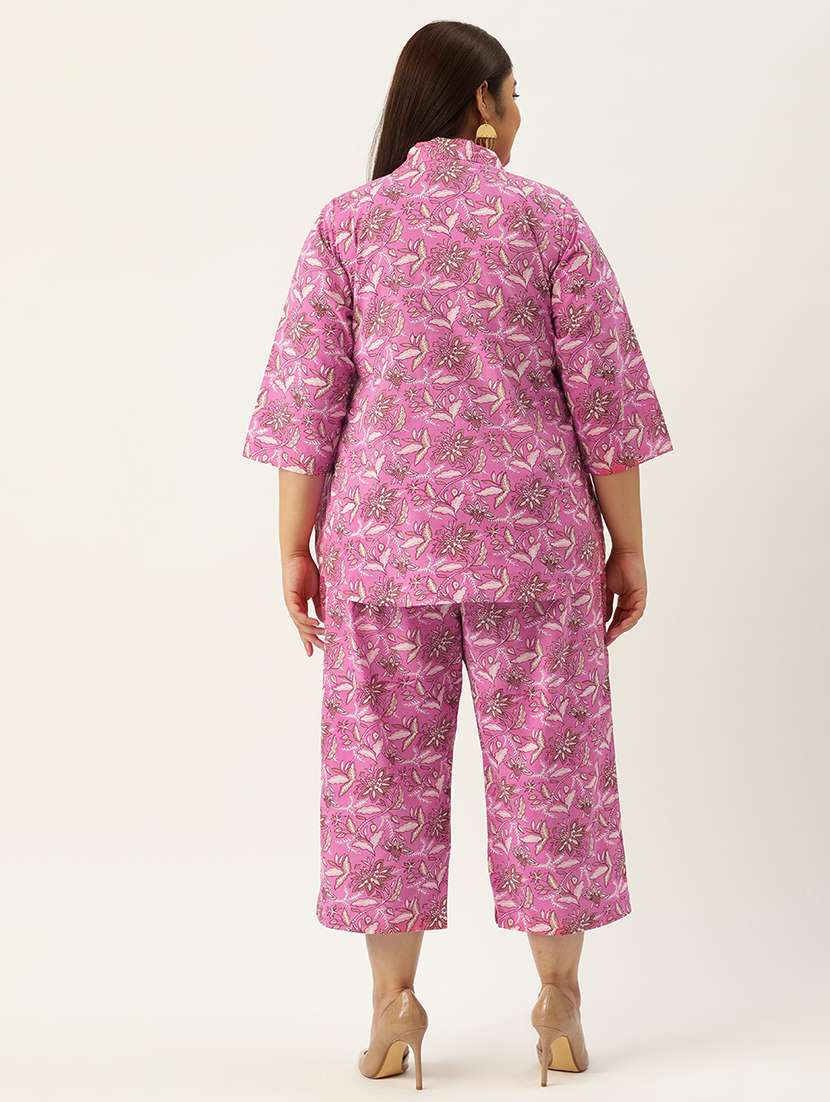 printed top and culottes plus size sets - 19893207 - Standard Image - 3
