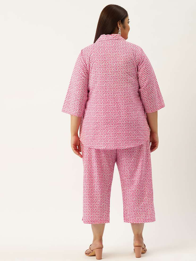 printed top and culottes plus size sets - 19893209 - Standard Image - 3