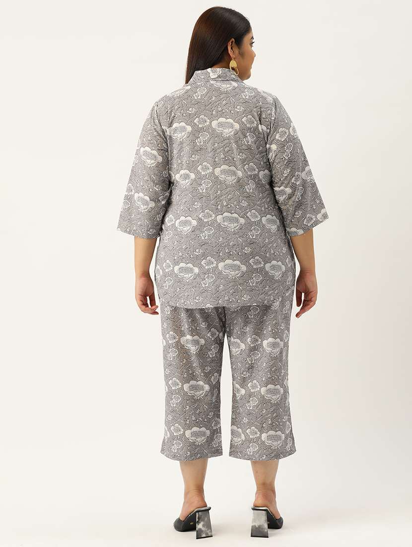 printed top and culottes plus size sets - 19893211 - Standard Image - 3