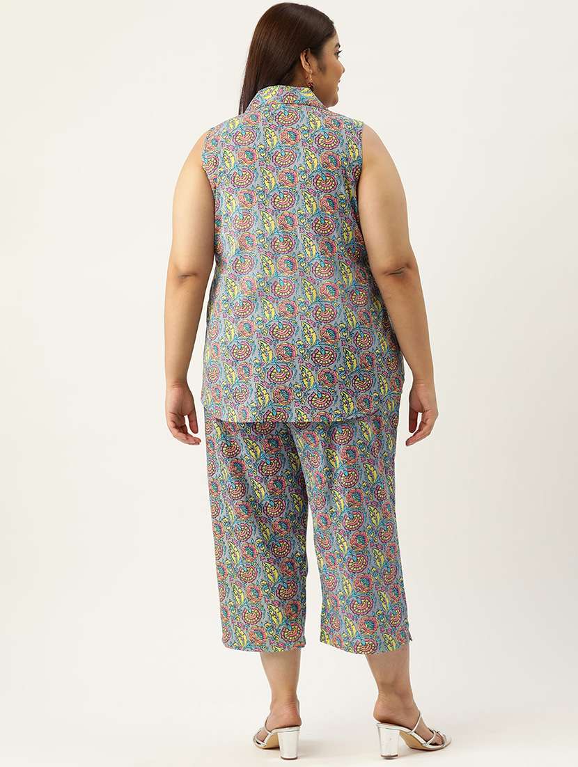 printed top and culottes plus size sets - 19893224 - Standard Image - 3