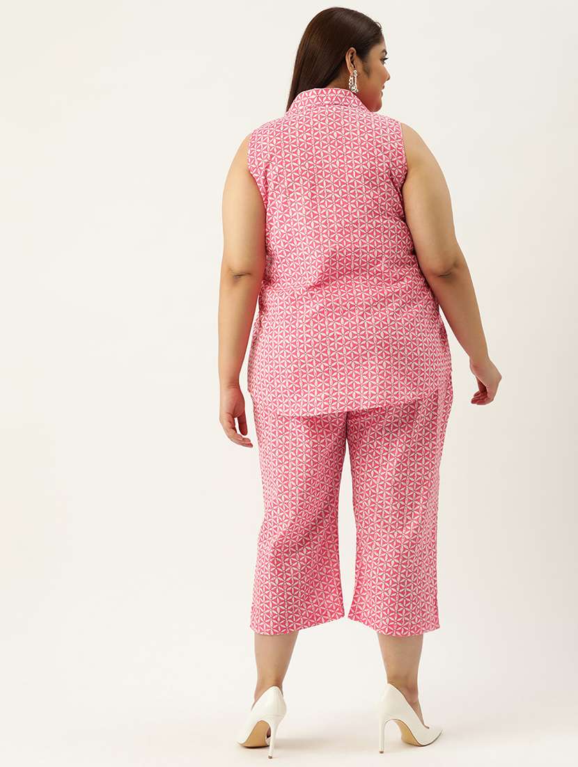 printed top and culottes plus size sets - 19893225 - Standard Image - 3
