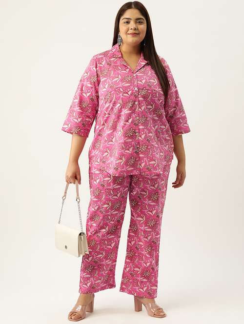 printed top and culottes plus size sets - 19893229 -  Standard Image - 0
