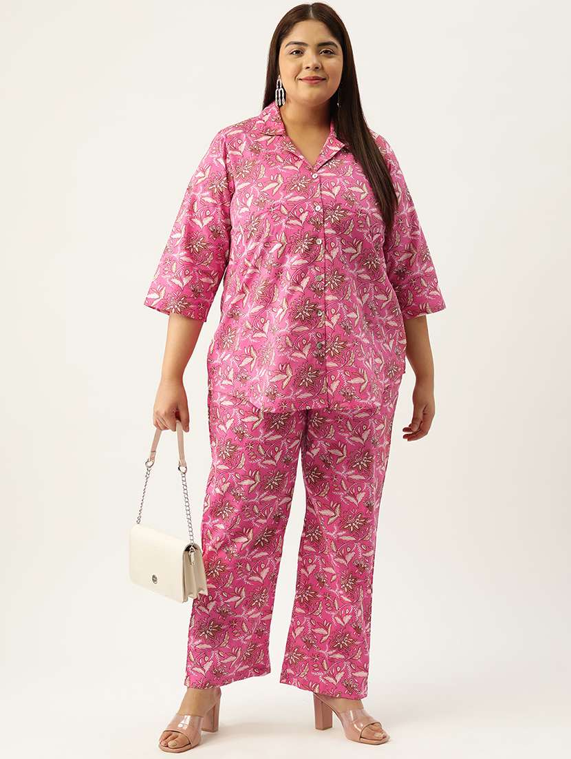 printed top and culottes plus size sets - 19893229 -  Zoom Image - 0