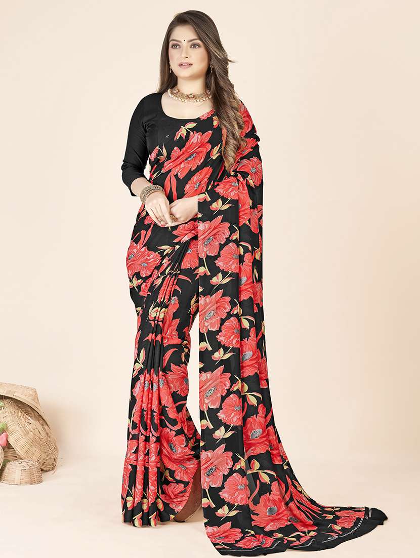 printed georgette saree