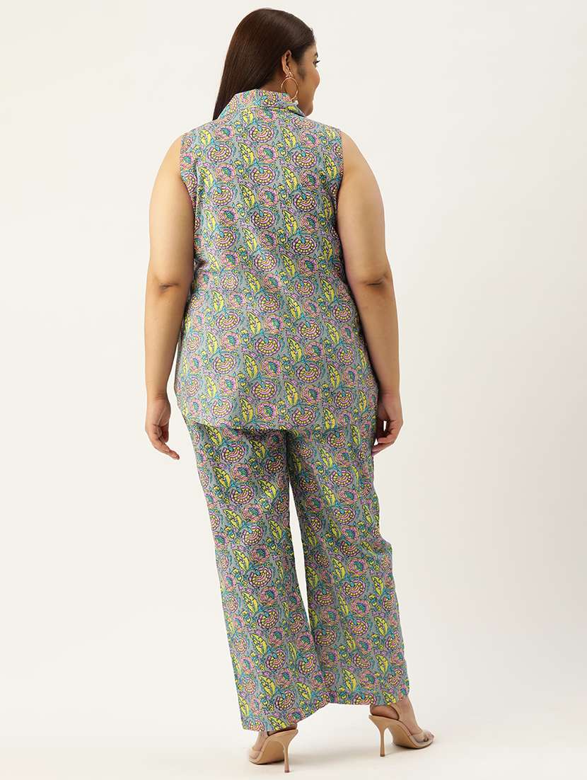 printed top and culottes plus size sets - 19895052 - Standard Image - 3