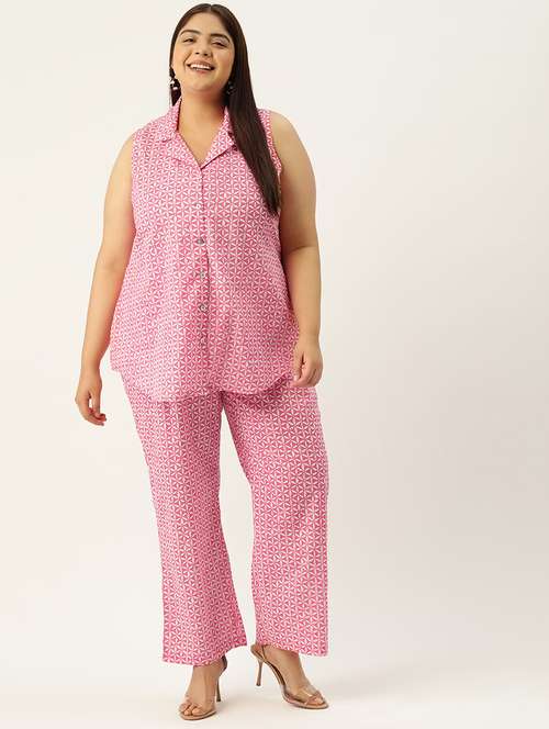printed top and culottes plus size sets - 19895053 -  Standard Image - 0