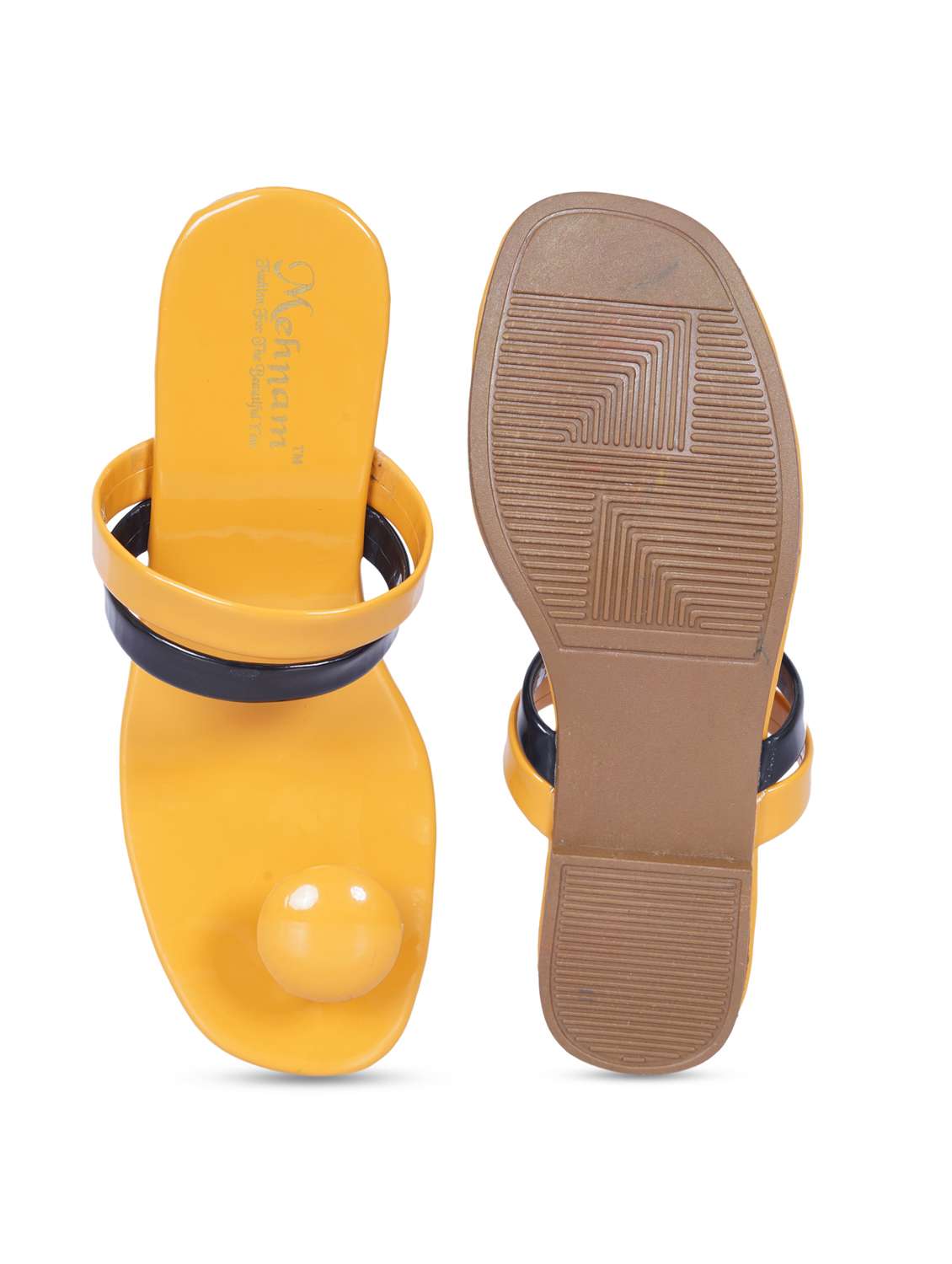 yellow solid toe separator slip on flats  - 19895698 -  Standard Image - 5