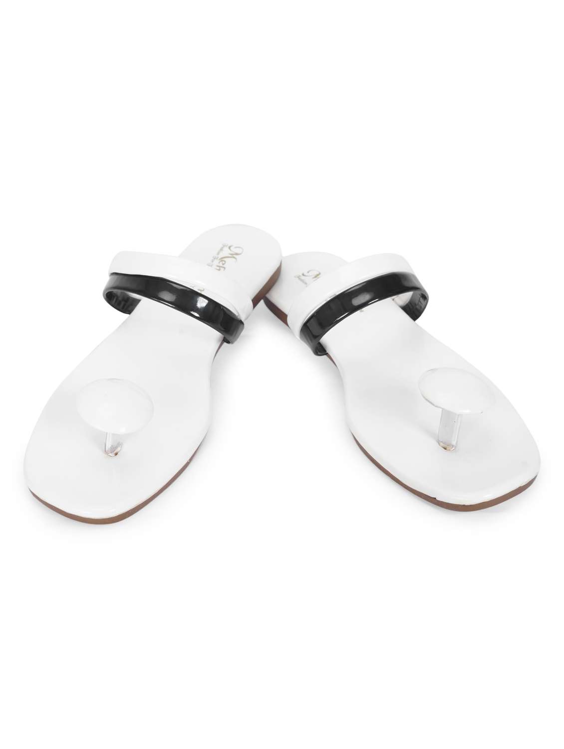 white solid toe separator slip on flats  - 19895699 -  Standard Image - 5