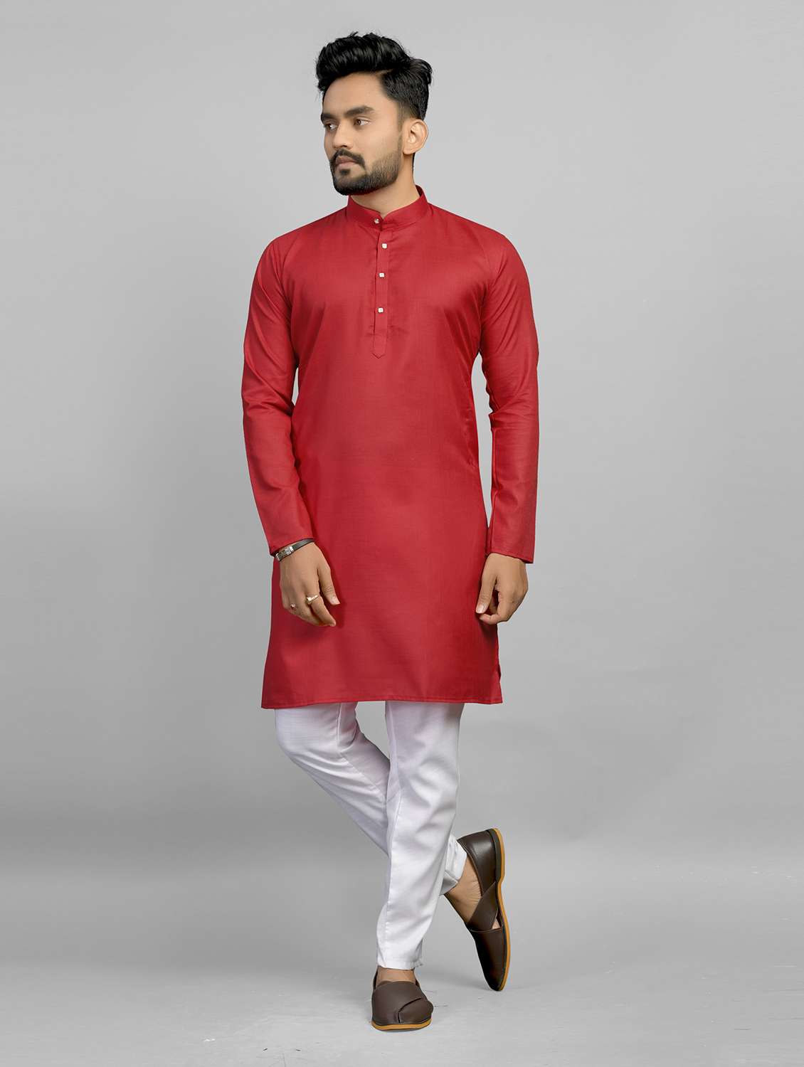 men pack of 2 solid mandarin neck long kurta - 19895916 -  Standard Image - 3