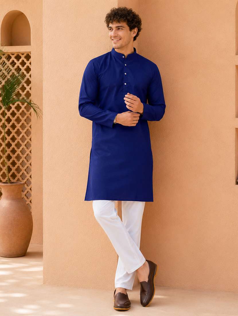 men pack of 2 solid mandarin neck long kurta - 19895918 -  Standard Image - 3