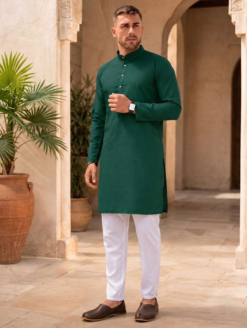 men pack of 2 solid mandarin neck kurta - 19895934 -  Standard Image - 3