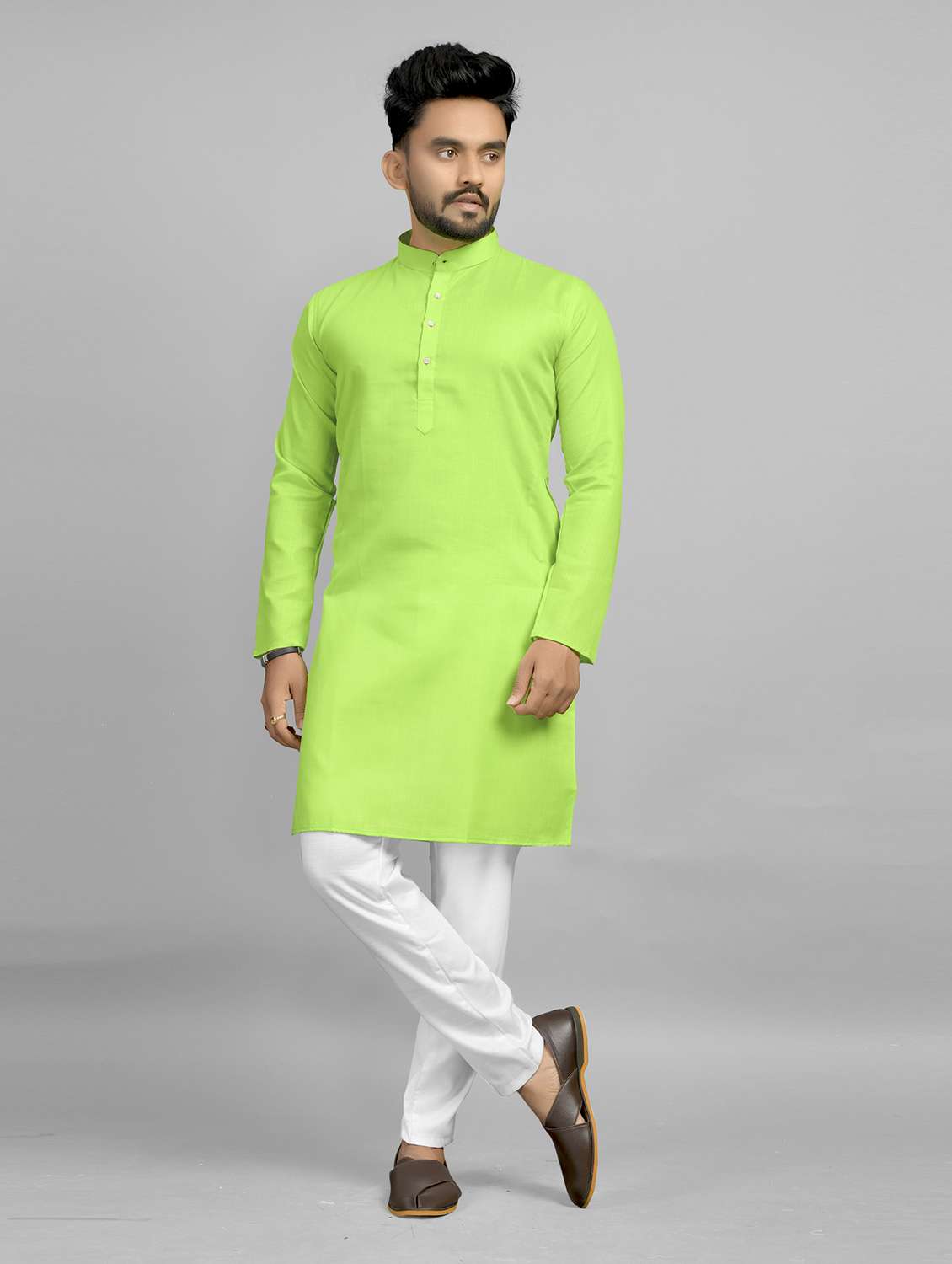 men pack of 2 solid mandarin neck kurta - 19895945 -  Standard Image - 3