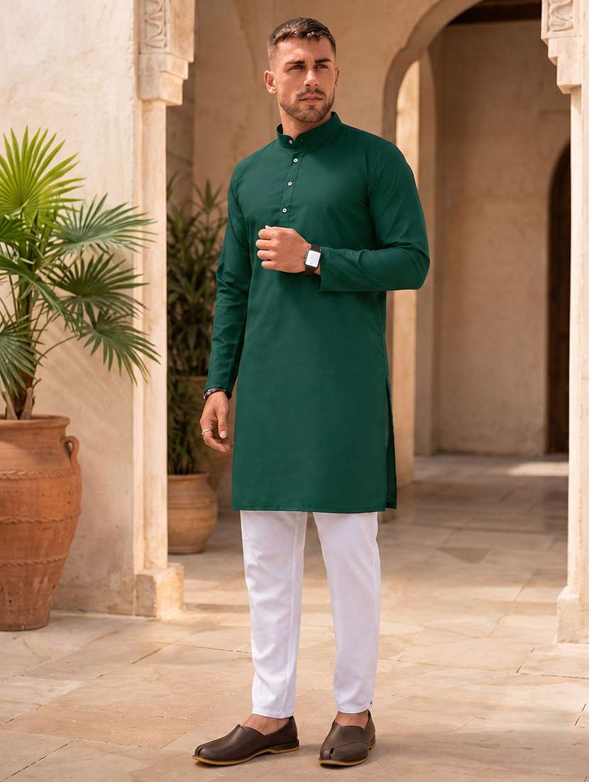 men pack of 2 solid mandarin neck kurta - 19895945 -  Standard Image - 3