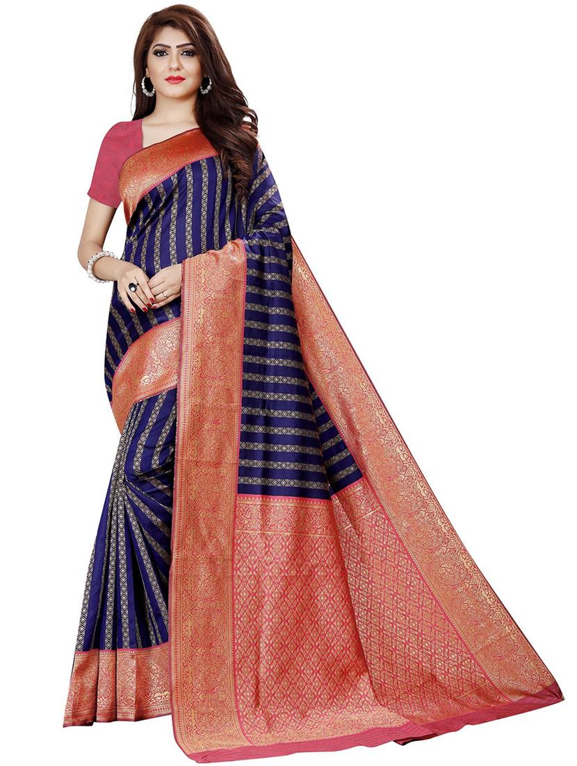 blue banarasi saree - 19896365 - Zoom Image - 0