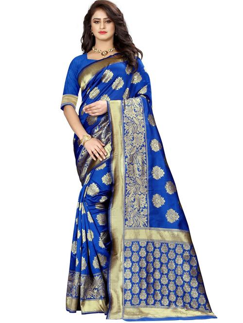 self design banarasi saree with blouse - 19896541 - Standard Image - 0