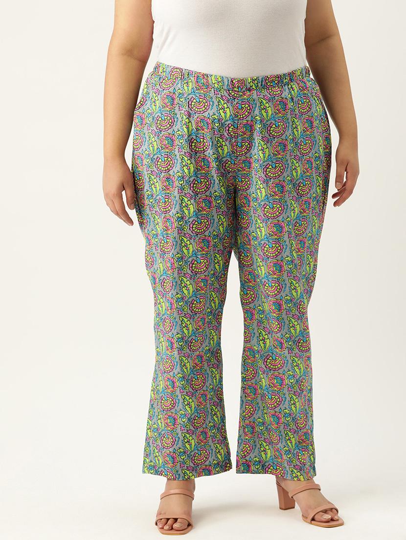 grey printed cotton plus trouser - 19896873 - Zoom Image - 0