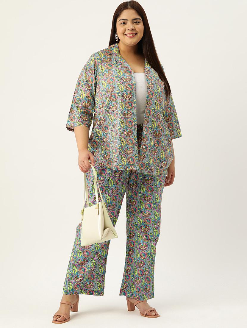 grey printed cotton plus trouser - 19896873 - Standard Image - 3