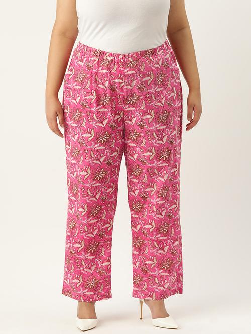 women printed flat front wide leg trouser - 19896874 -  Standard Image - 0