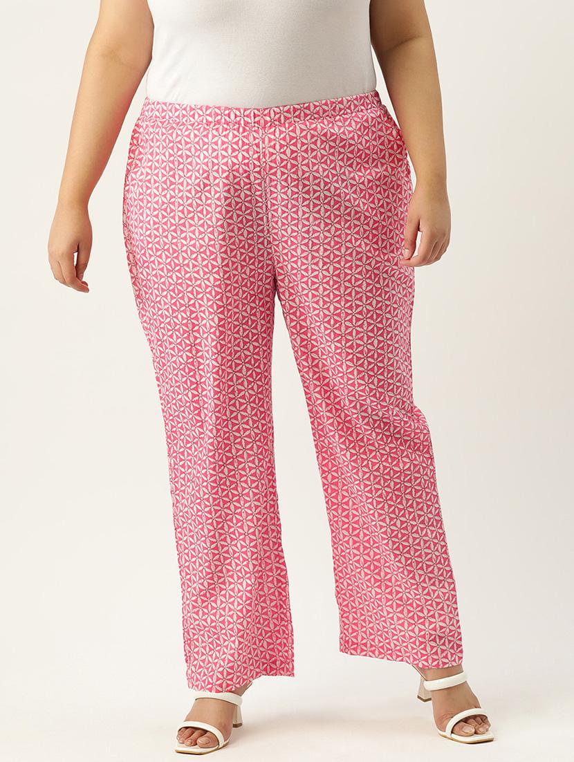 pink printed cotton plus trouser - 19896875 - Zoom Image - 0