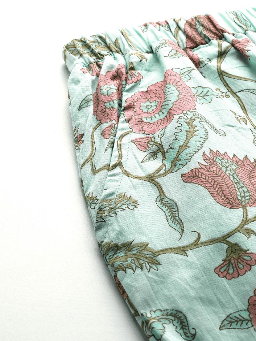 green printed cotton plus trouser - 19896876 - Standard Image - 5