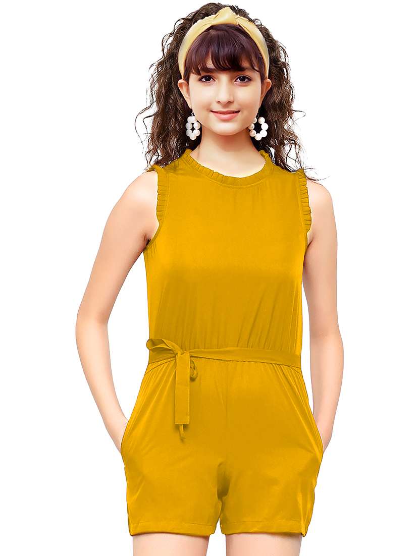 mustard solid playsuit - 19899722 -  Zoom Image - 0