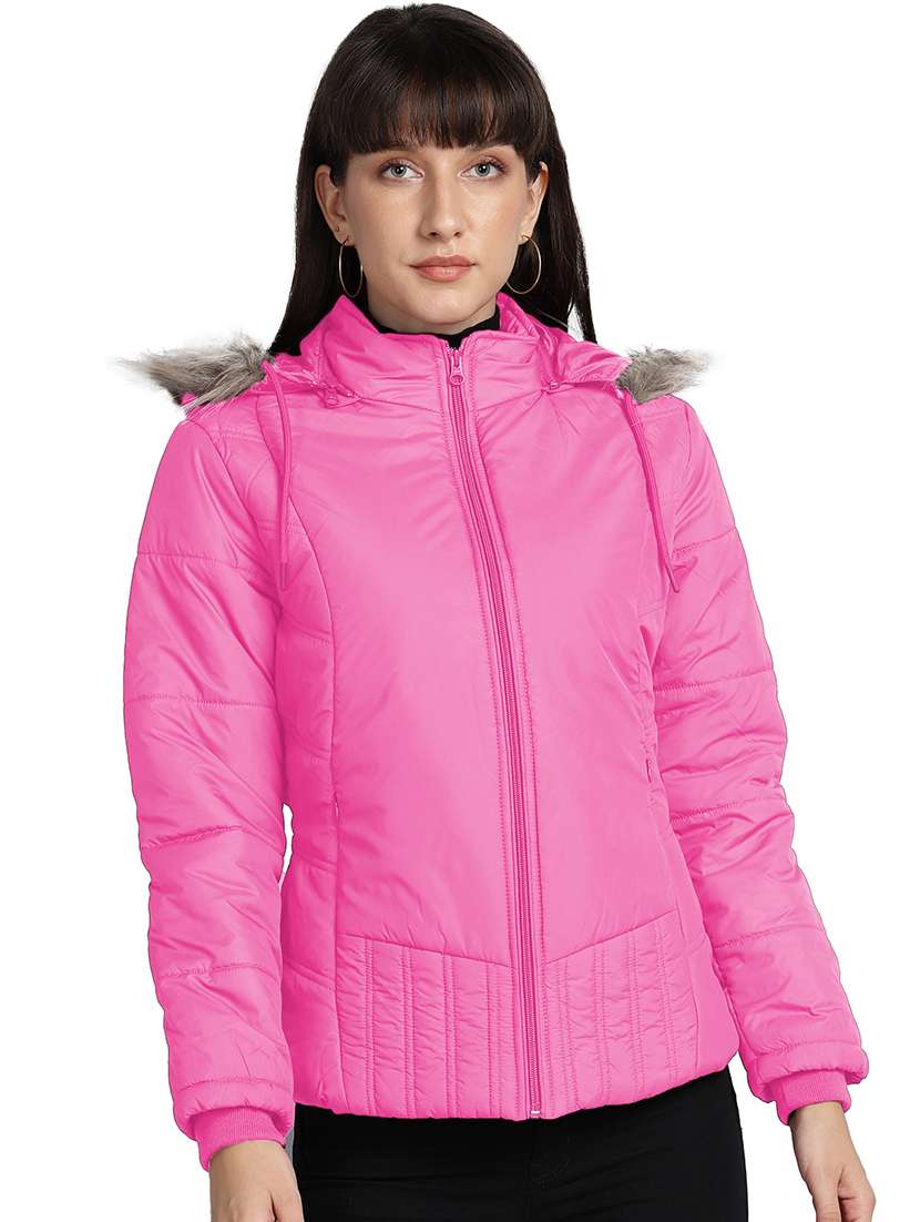 pink faux fur jacket