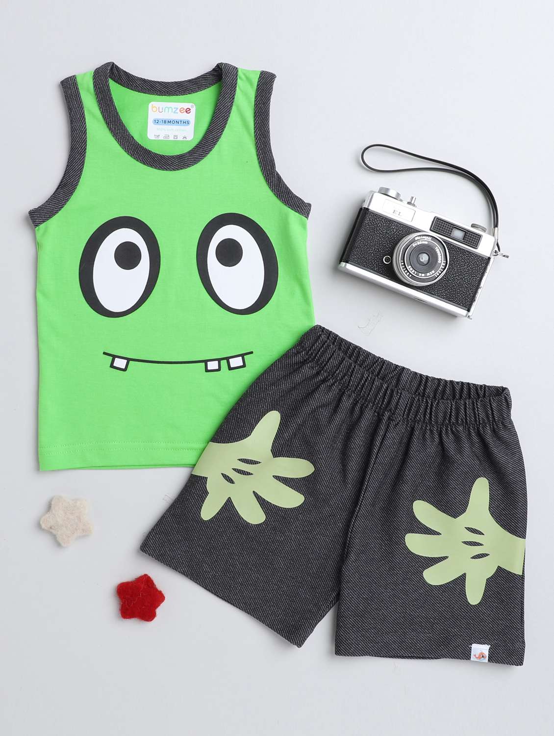 printed cotton shorts set