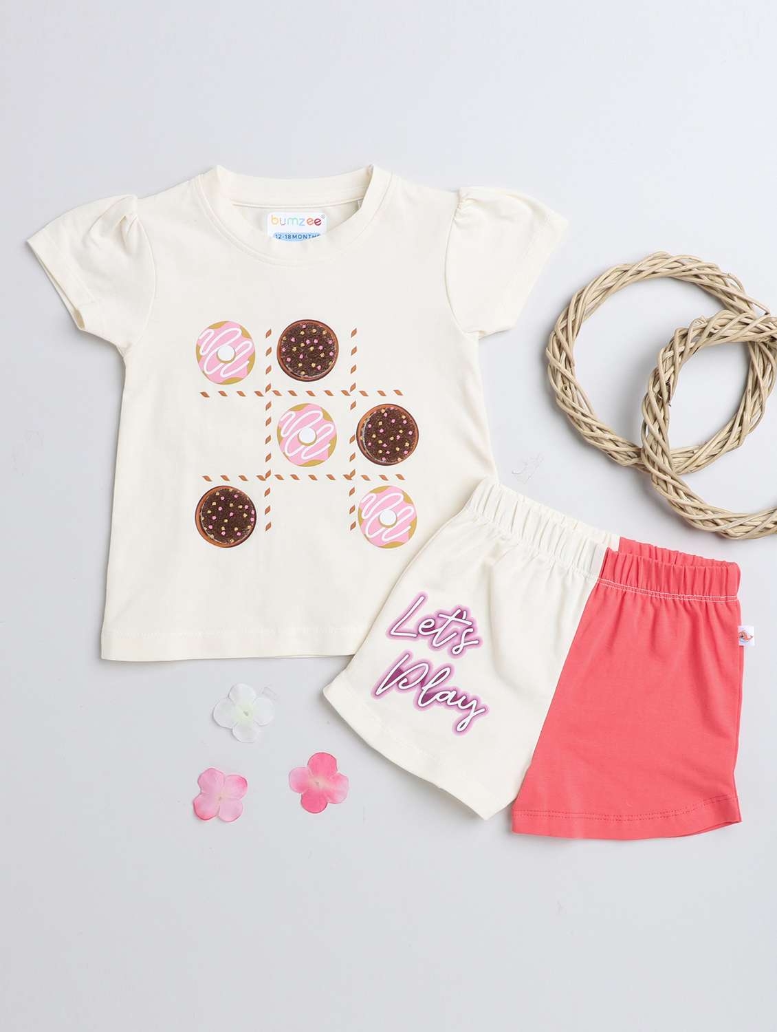 printed cotton shorts set