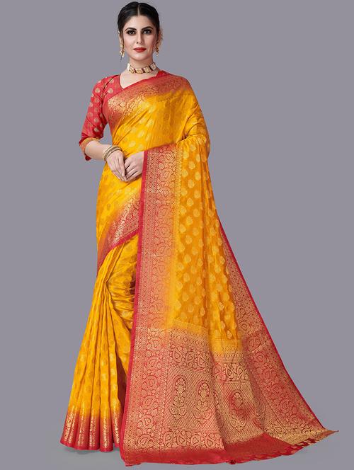 self design banarasi saree with blouse - 19902302 -  Standard Image - 0