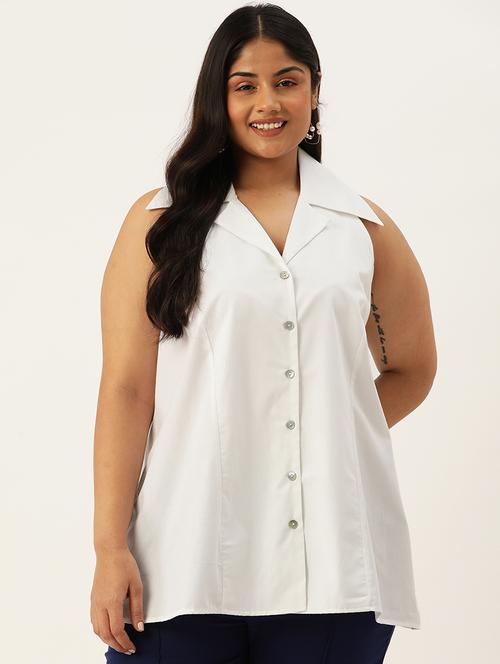 women's straight collared top - 19902918 - Standard Image - 0