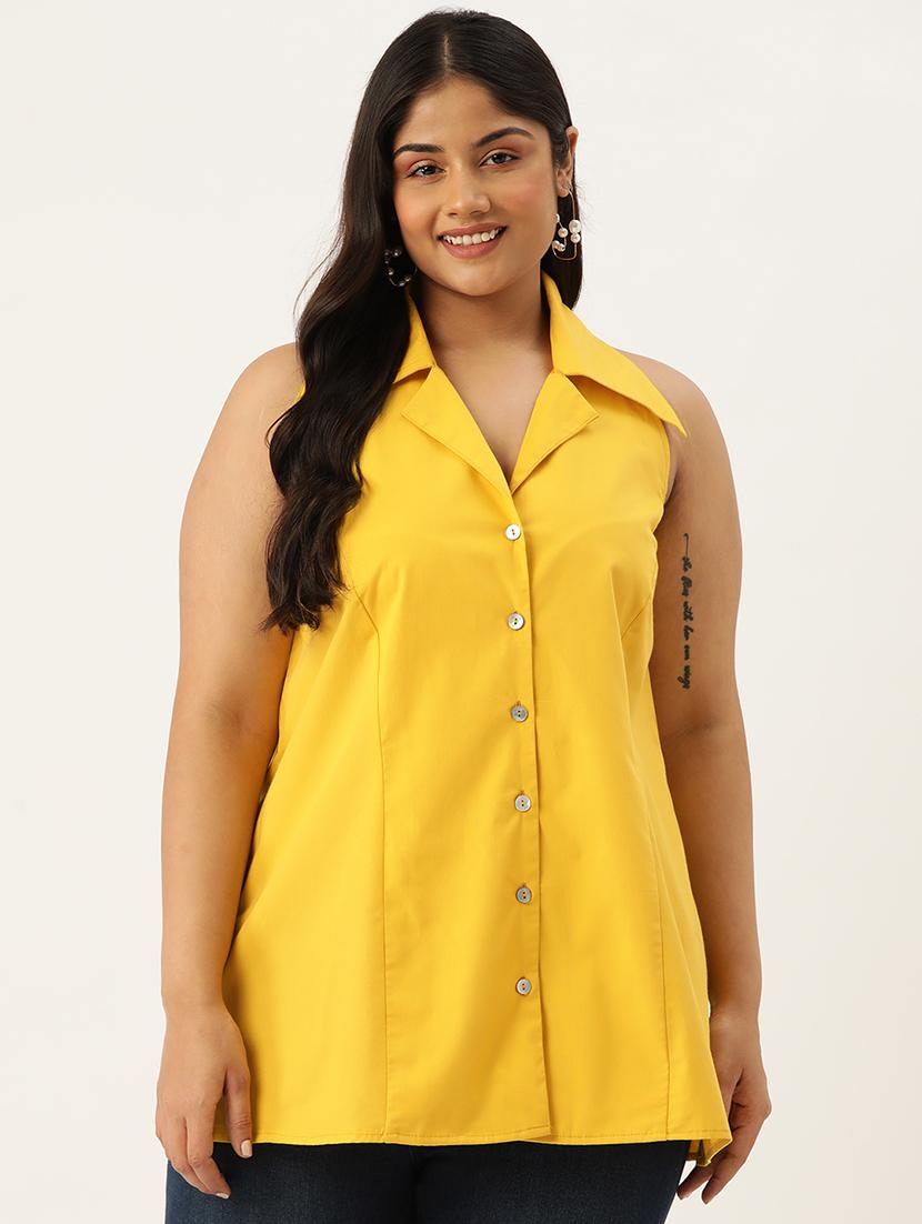 shirt collar solid plus top - 19902919 -  Zoom Image - 0