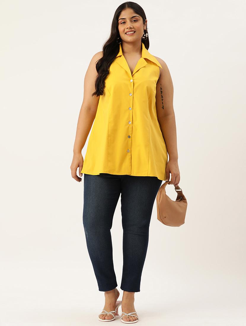 shirt collar solid plus top - 19902919 - Standard Image - 3