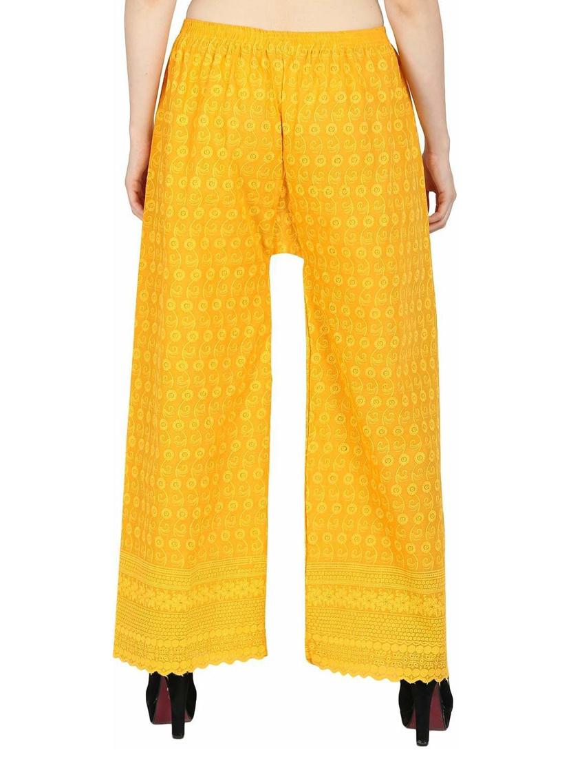 tonal embroidered mustard palazzo - 19904988 - Standard Image - 3