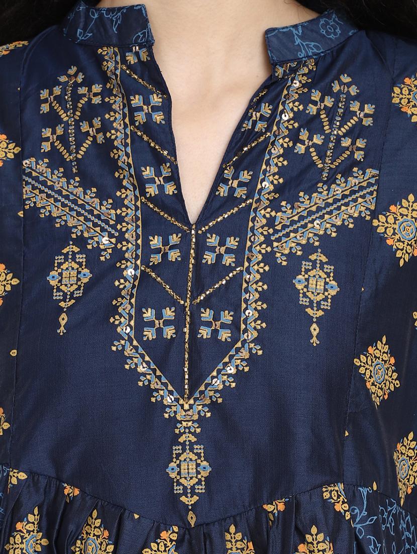 blue printed anarkali kurta - 19905045 - Standard Image - 3