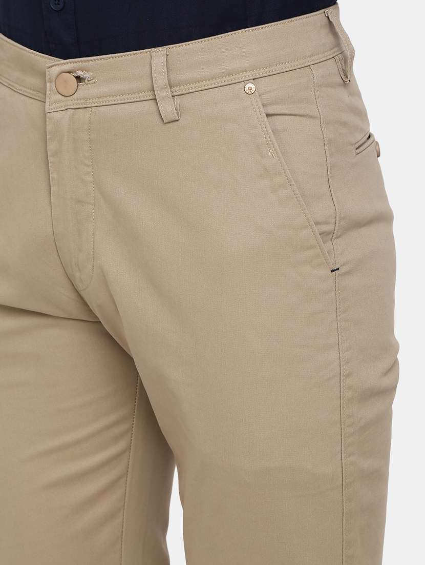 Men Solid Mid Rise Chinos Casual Trouser - 19905274 -  Standard Image - 3