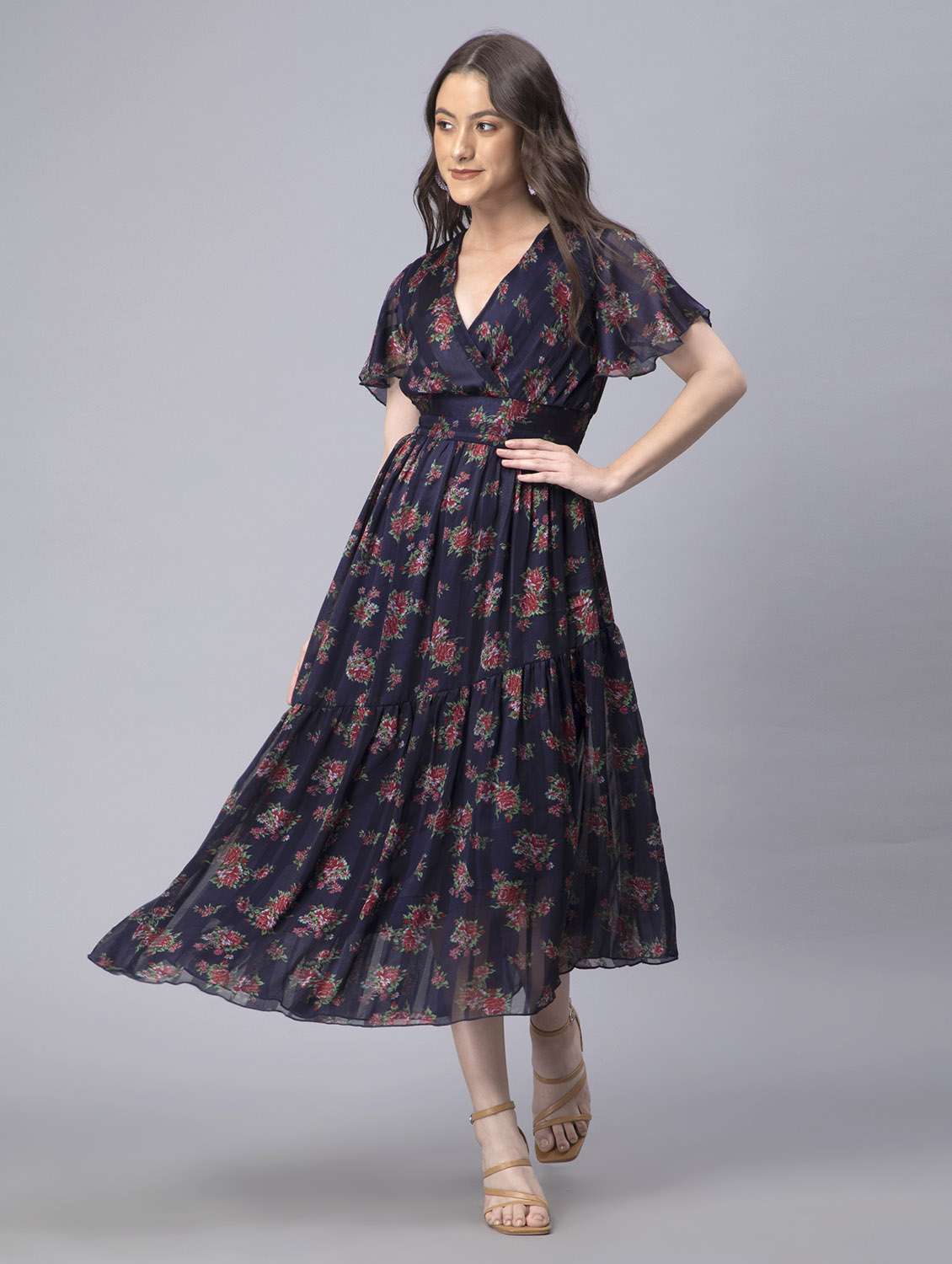 Buy online Women's Fit & Flare Floral Dress from western wear for Women