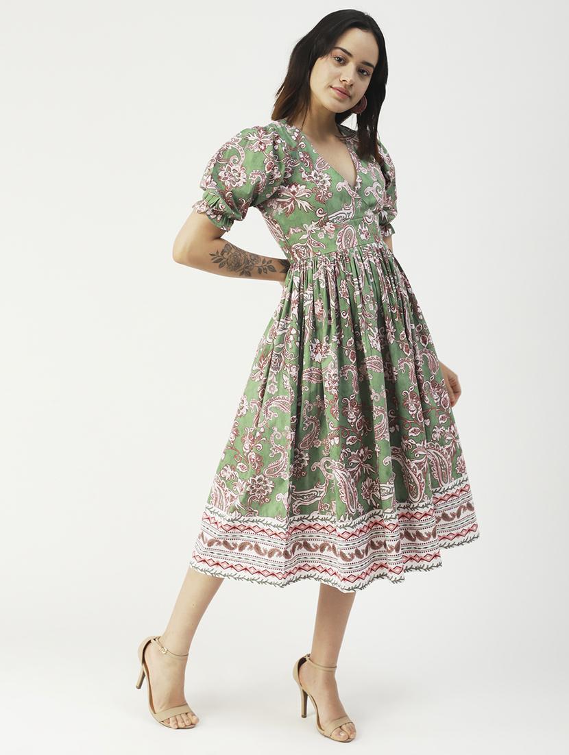 women's fit & flare paisley dress - 19907202 - Zoom Image - 0