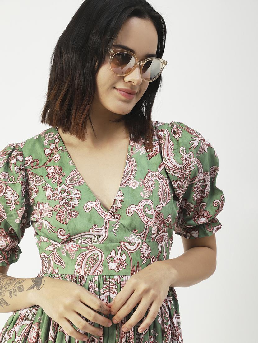 women's fit & flare paisley dress - 19907202 - Standard Image - 3