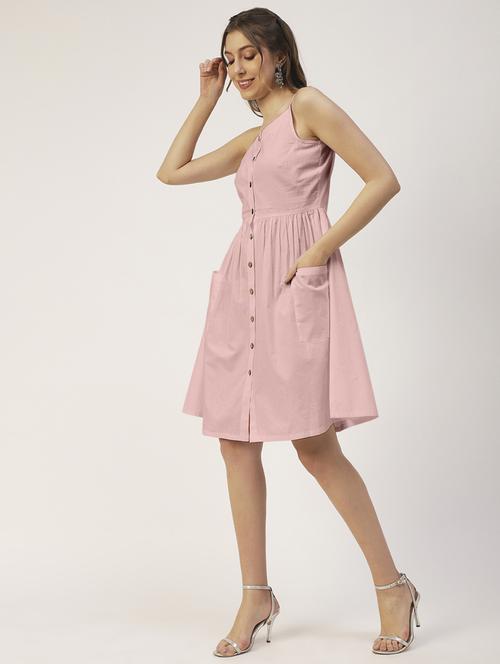 women's fit & flare solid dress - 19907231 - Standard Image - 0
