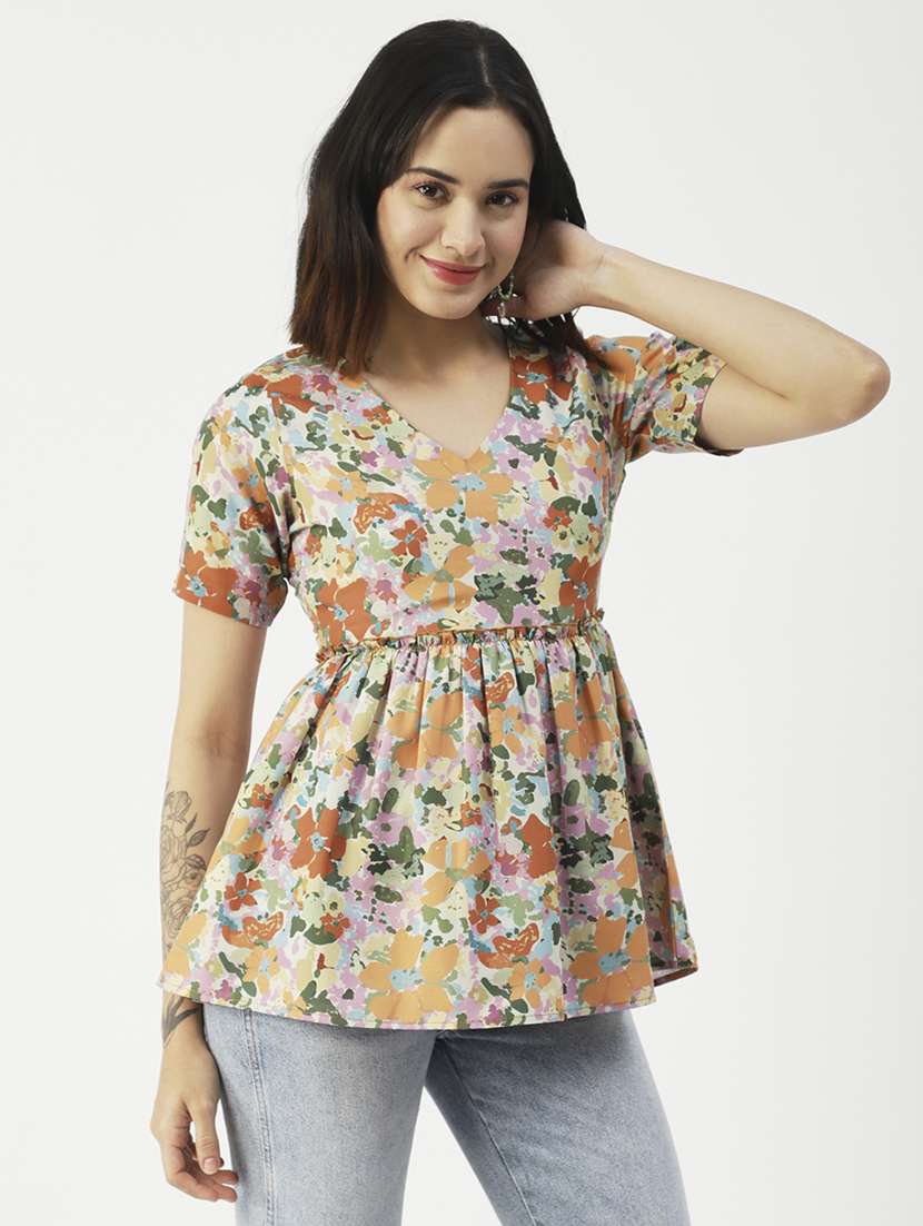 women's peplum v neck top