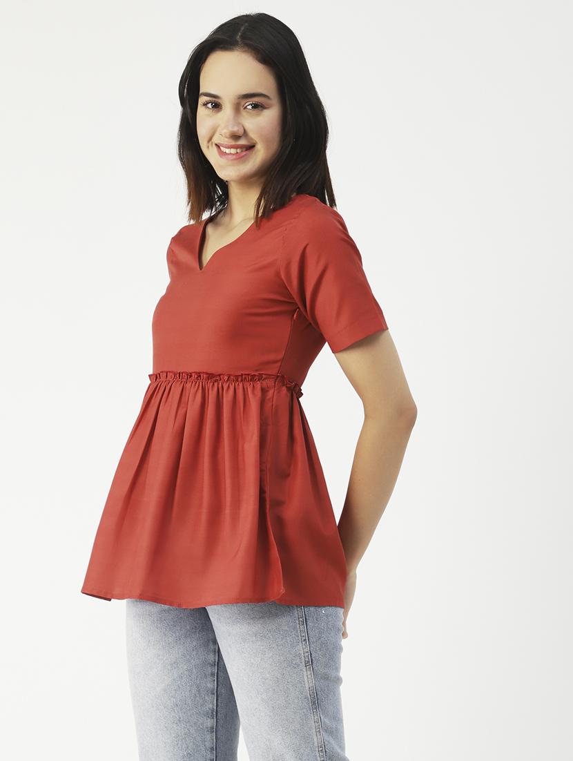 women's peplum v neck top - 19907323 - Zoom Image - 0