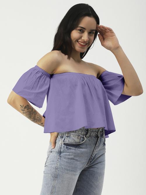 women's crop off shoulder top - 19907358 - Standard Image - 0