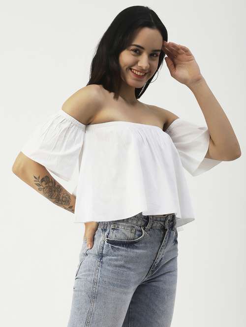 women's crop off shoulder top - 19907360 -  Standard Image - 0