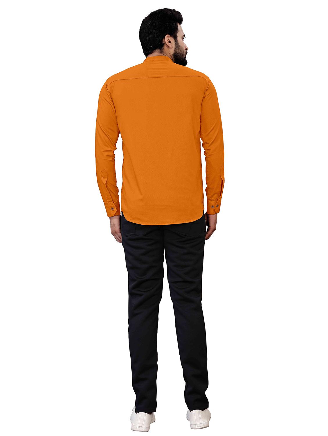 orange cotton blend short kurta - 19907484 - Standard Image - 3