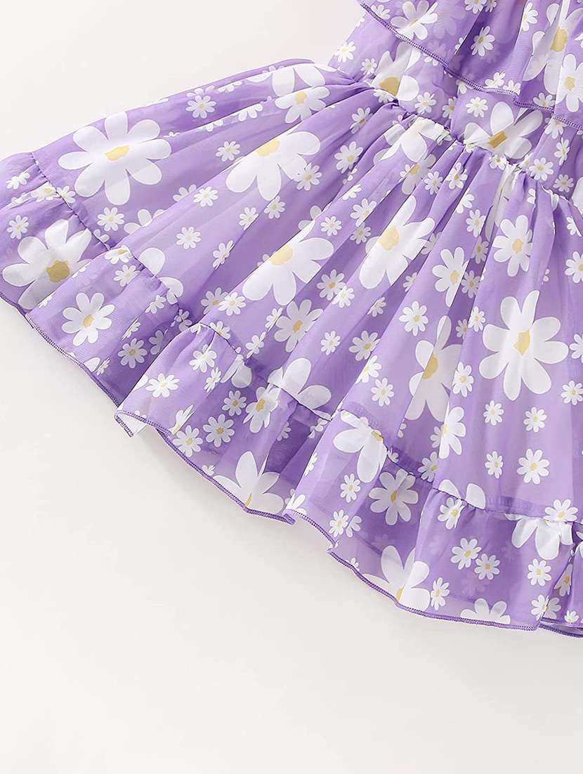 Girls Shoulder Strap Cold Shoulder Frock