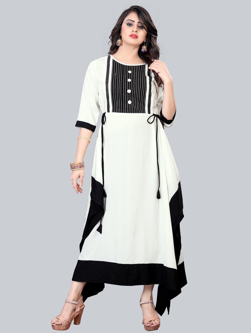 round neck tiered asymmetric kurta - 19908120 - Zoom Image - 0